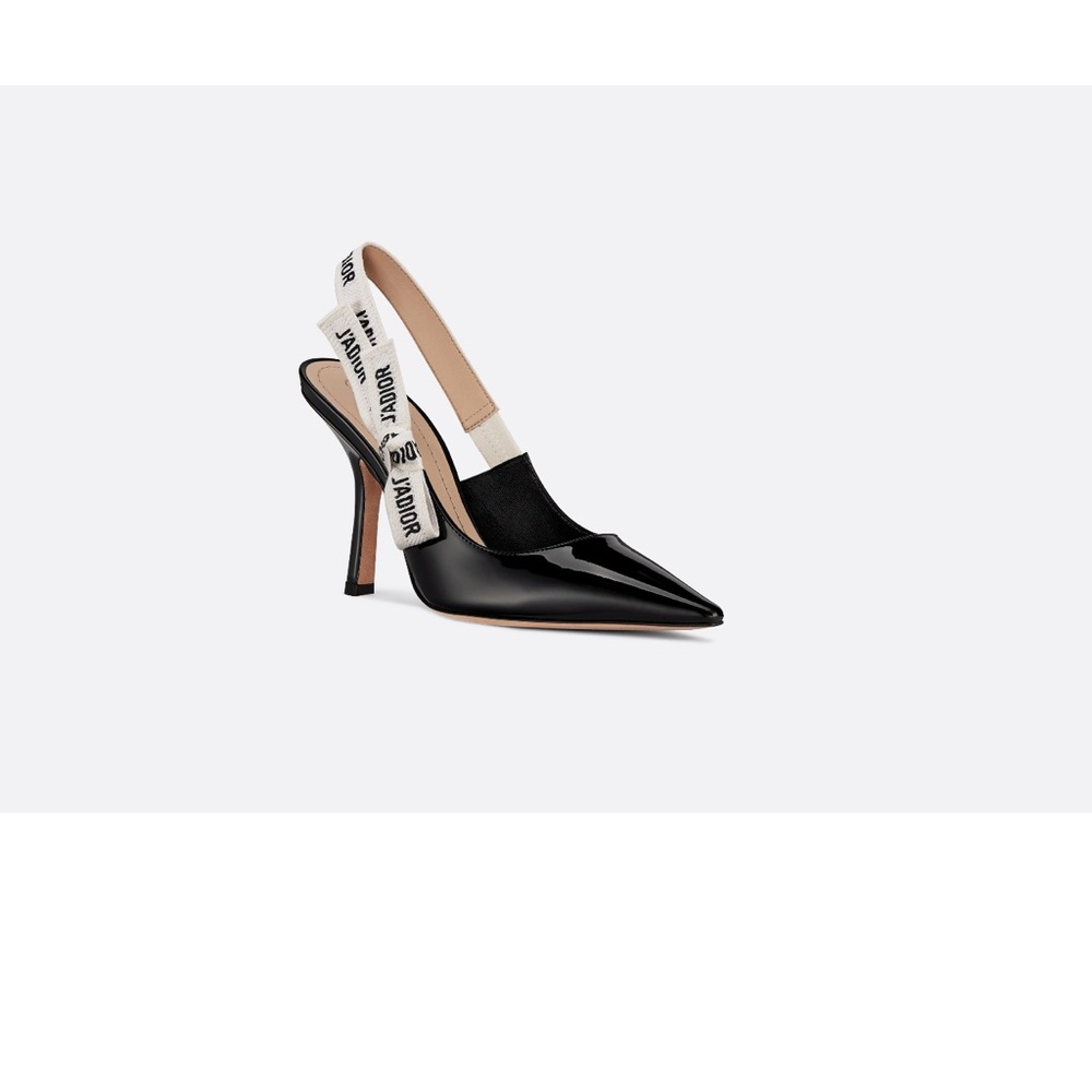 100% Authentic J'Adior Slingback Pump Black Patent Calfskin size 38